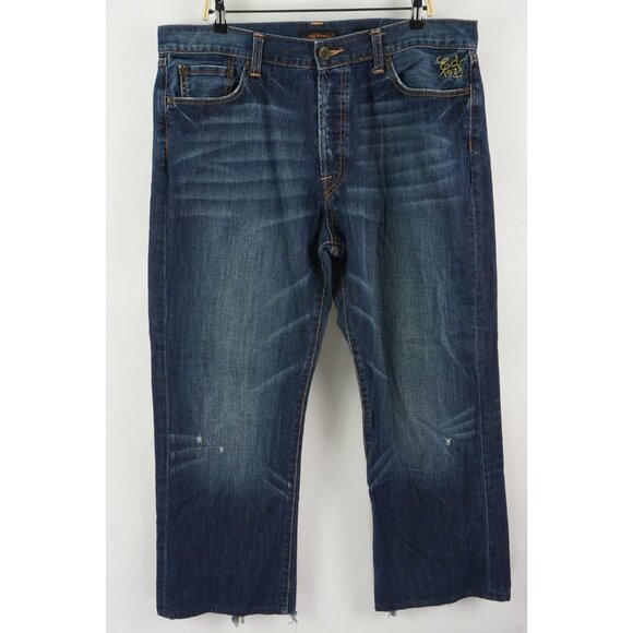 Ed Hardy Death Before Dishonor Retro Y2K Distressed Button Fly Jeans 40 x 34 Men